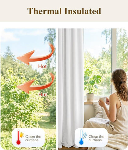 White Velvet Curtains Light Dimming Privacy, W52 x L96, 2 Panels | Back Tab - Image 5