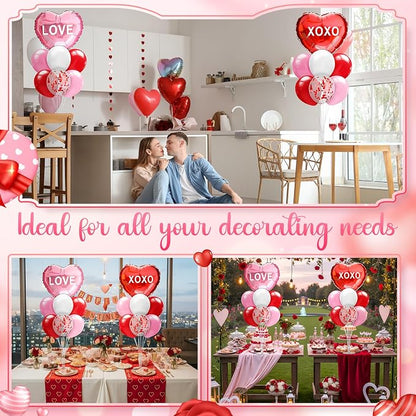 Seematn 2 Set Valentines Day Table Centerpiece Red Pink Balloon Stand Kit Heart - Image 5