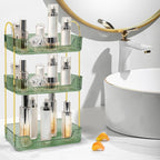 Bathroom Counter Organizer Countertop Storage Skincare Countertop Makeup Organizer Cosmetics Skincare Organizers Holder for Perfume-Green-Golden Pole-3 Tier