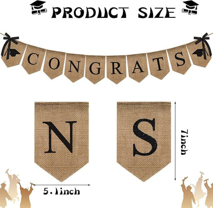 Congratulations Burlap Banner Class of 2026 Graduation Party Decorations | - Image 2