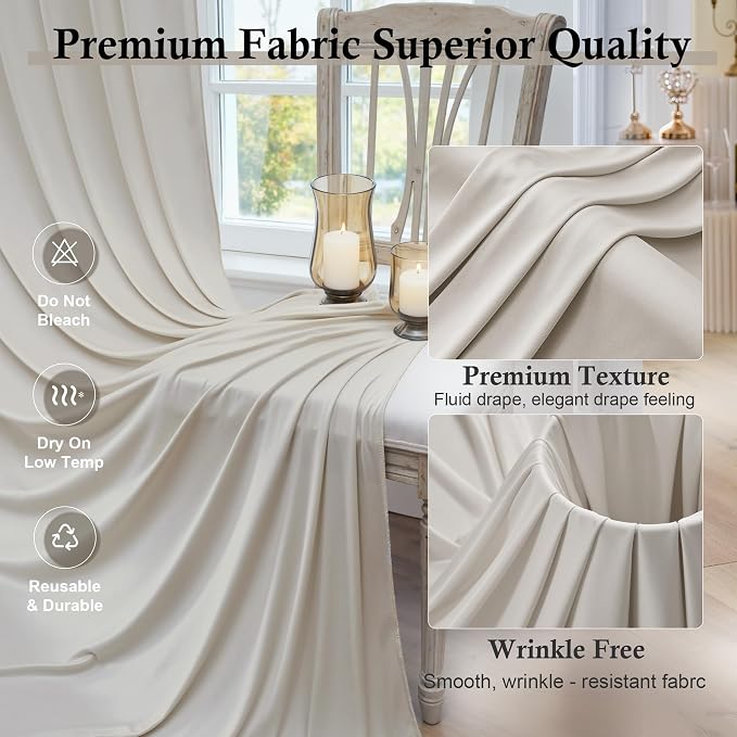 10ft x 15ft Beige Backdrop Curtains - Image 3