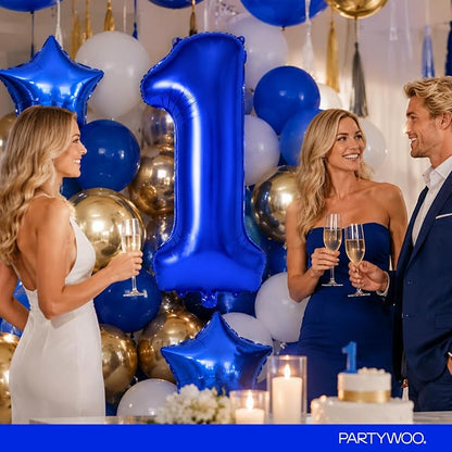 PartyWoo Number Balloons 40 Inch Blue Number 1 Kit - Image 4