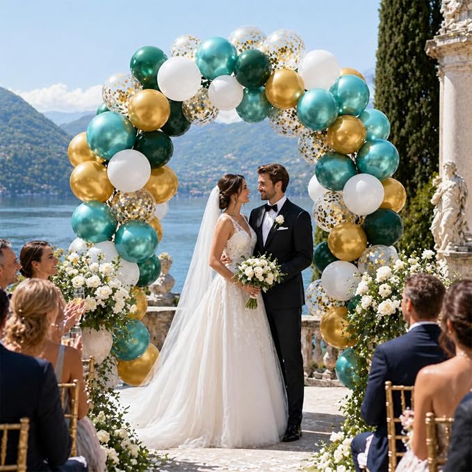 Metallic Green Gold Balloons, 60 Packs 12 Inch Dark Green White Gold Latex - Image 5
