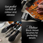 Silver Brush Limited 3000S-16 Black Velvet Round Paintbrush for Watercolor, Gouache, Inks, & Dyes, Size 16, Short Handle