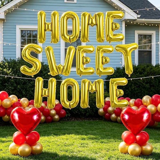 TONIFUL 16 Inch Gold HOME SWEET HOME Letter Balloon Decor - Image 4