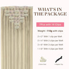 GOO GOO Clip in Hair Extensions Real Human Hair, Remy Human Hair Extensions Clip ins for Women, Natural Human Hair, 12inch 85g 7Pcs, #17A/60A Ash Blonde Highlighted Platinum Blonde