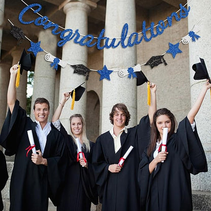 Congratulations Banner Blue Graduation Decorations Class of 2026 Prestrung - Image 3