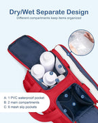 TOPDesign Travel Toiletry Bag for Women, Puffer Large Toiletry Bag, Lightweight Cosmetic Makeup Organizer with Handle for Traveling, Accessories, Essentials, Toiletries (Red)