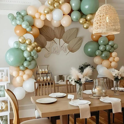 Balloons Green Gold, 60 Packs 12 Inch Retro Sage Green Gold Metallic Balloon - Image 4