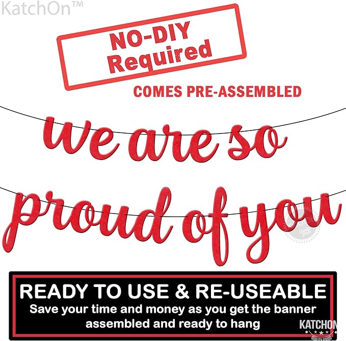 KatchOn Felt We are So Proud of You Banner 8 Feet | No DIY, Congratulations - Image 3