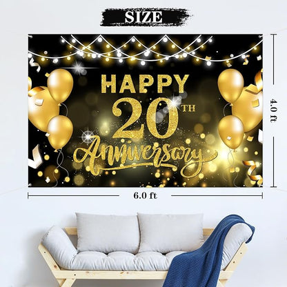 WeBenison Happy 20th Anniversary Backdrop 20th Wedding Anniversary Photography - Image 2