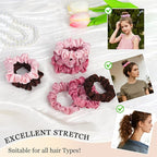 Ultra-Petite Satin Scrunchies for Women – 8PCS Blush Small Hair Ties – Soft Silk-Like Mini Hair Bands, No Crease, Frizz-Free, Gentle on Hair, Perfect for Daily Wear & Sleep