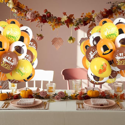 Thanksgiving Balloons, 12 Inch Brown Yellow Burnt Orange Coffee White Pumpkin - Image 5