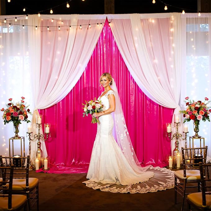 40x10ft Shimmer Hot Pink Sequin Backdrop Curtain - Image 3