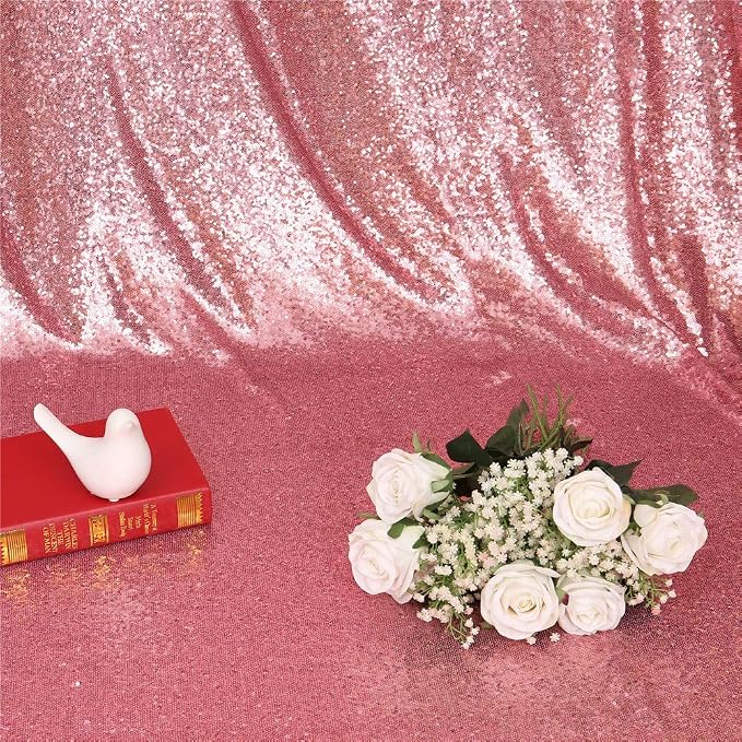 Eternal Beauty Fuchsia Pink Sequin Backdrop Curtains, 2 Panels 2x8FT | 3mm - Image 5