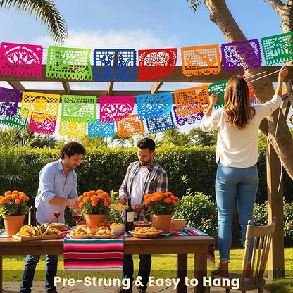 DOMESTAR 8 Packs 144 FT Mexican Papel Picado, Fiesta Mexican Party Banners | - Image 5