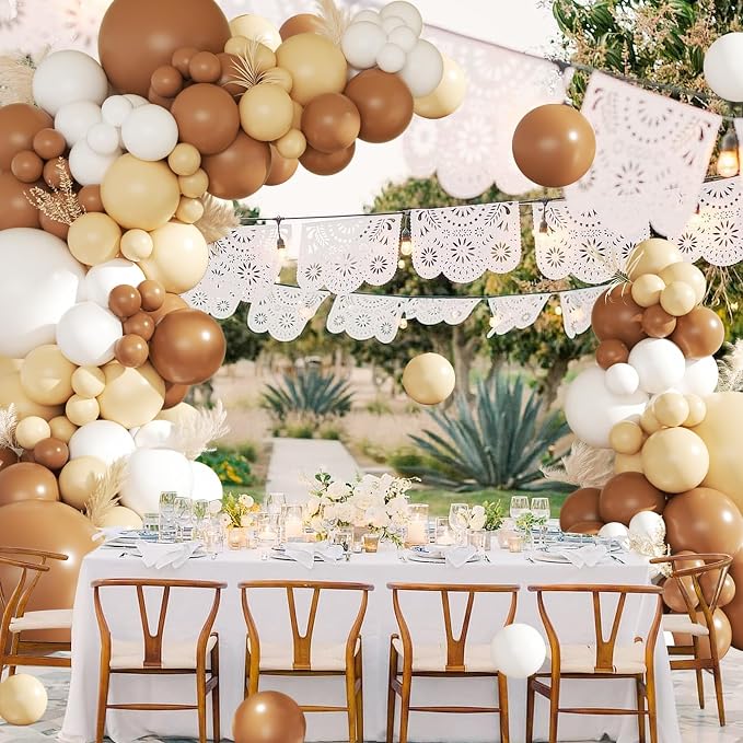 CROSSFINGERS Brown White Balloon Garland Arch Kit - Image 3