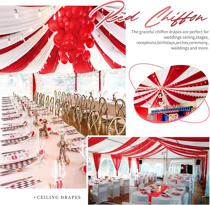Showgeous 6 Panels Red Ceiling Drapes - Image 5