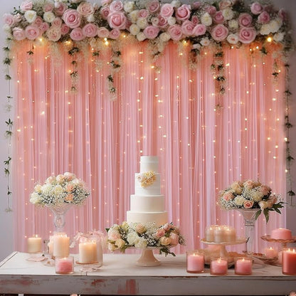 10x10ft Dusty Rose Tulle Backdrop Curtain - Image 7