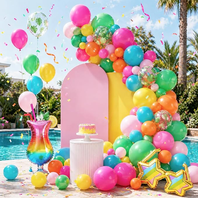 Hawaiian Balloons, 12 Inch Colorful Tropical Balloons - Image 4