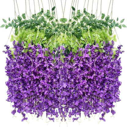 Artificial Wisteria Hanging Flowers-Fake Wisteria Flower Garland Silk Vines by WONICE