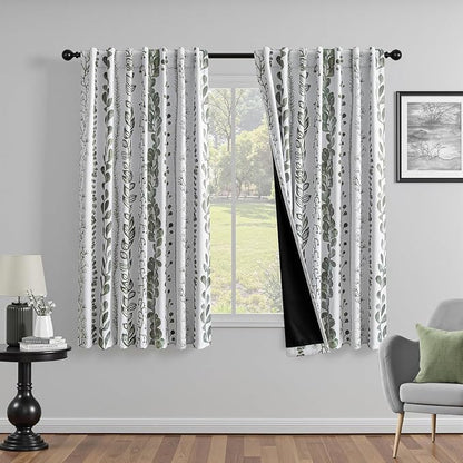 Sage Green Blackout Curtains 63 Inches Long 2 Panels Boho Curtains by MEETSKY