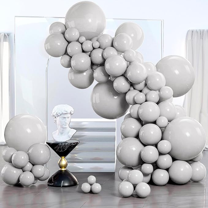 PartyWoo Gray Balloons 140pcs Matte Gray Latex Balloons Different Sizes | 18 12 by PartyWoo