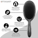 FRAMAR Glitter Hair Brush Detangler, Detangling Hairbrush For Women, Wet Hair Brush For Girls, Hair Detangler Brush, Wet Hairbrush, Hairbrushes, Girls Hairbrush Detangler, Reduces Frizz - Black