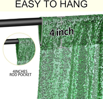 4×8FT-2PCS Grass Green Sequin Backdrop Curtains Panels, Photography Backdrop - Image 5