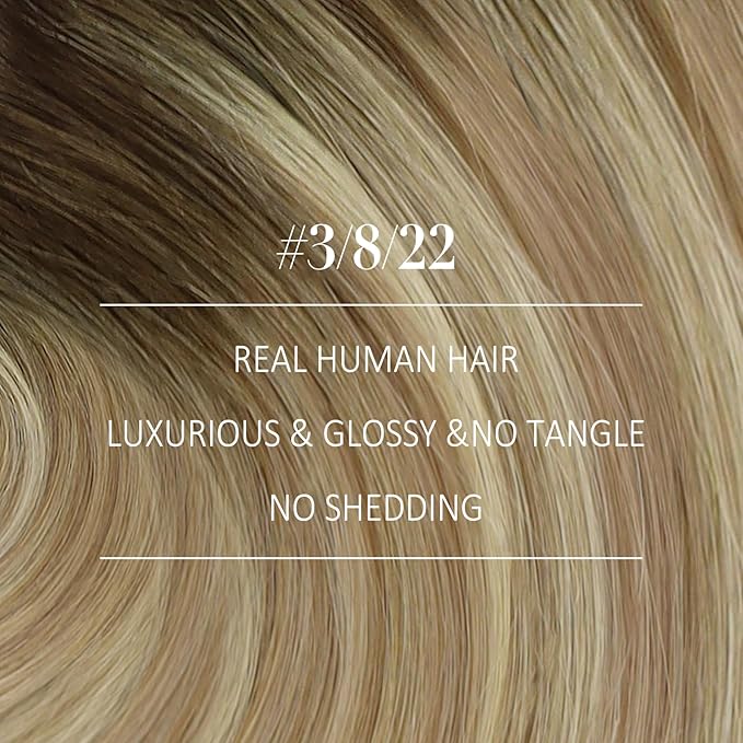 YoungSee Balayage Clip in Hair Extensions Invisible Clip in Hair Extensions Human Hair Walnut Brown Ombre Light Brown with Blonde Clip in Human Hair Extensions for Women 120G 16Inch