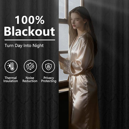 DWCN Grey 100% Blackout Curtains - Image 7