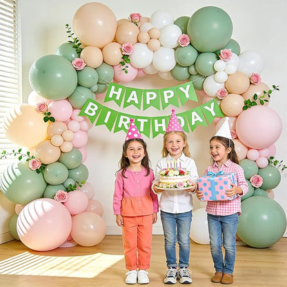 Sage Green and Pink Balloons 50 Pcs 12 Inch | Boho Baby Shower Wedding Bridal - Image 4