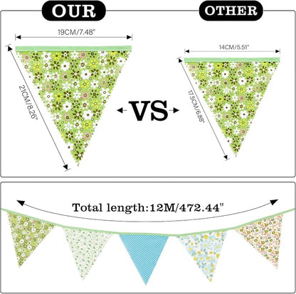 G2PLUS 39Ft Triangle Bunting Banner, Garden Party, Spring Picnic, Baby Shower - Image 2