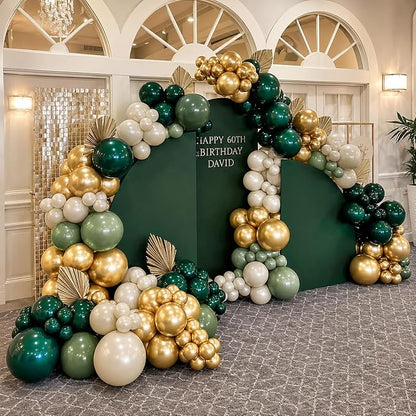 Emerald Green White Gold Balloons Arch Kit - Image 3