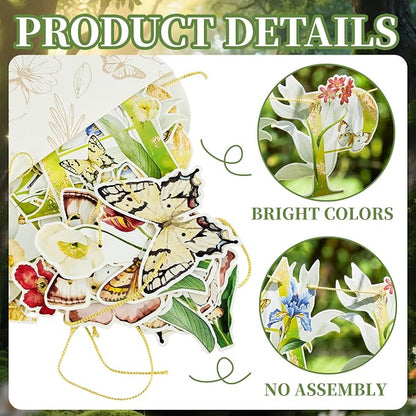SUNBEAUTY Wildflower Butterfly Happy Birthday Banner Spring Floral Birthday - Image 4