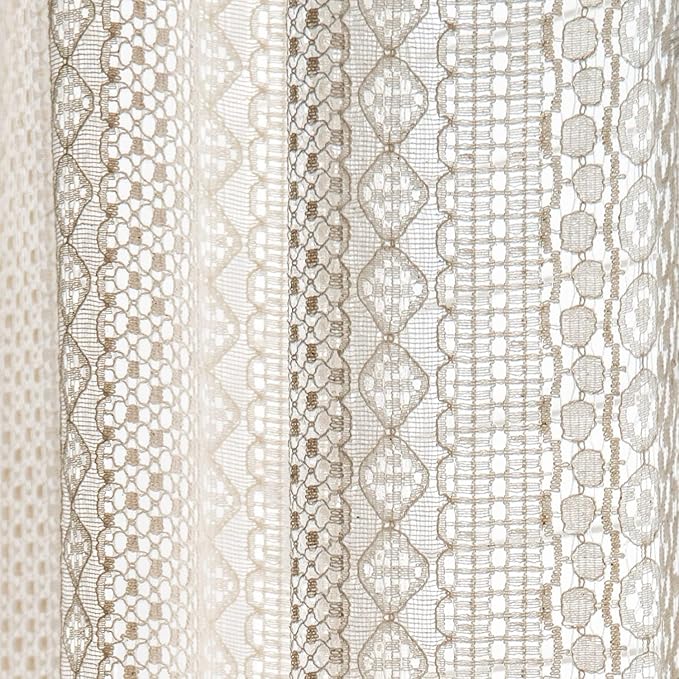 Sutuo Home Boho Sheer Curtain 108 Inches Long, Crochet Lace - Image 4