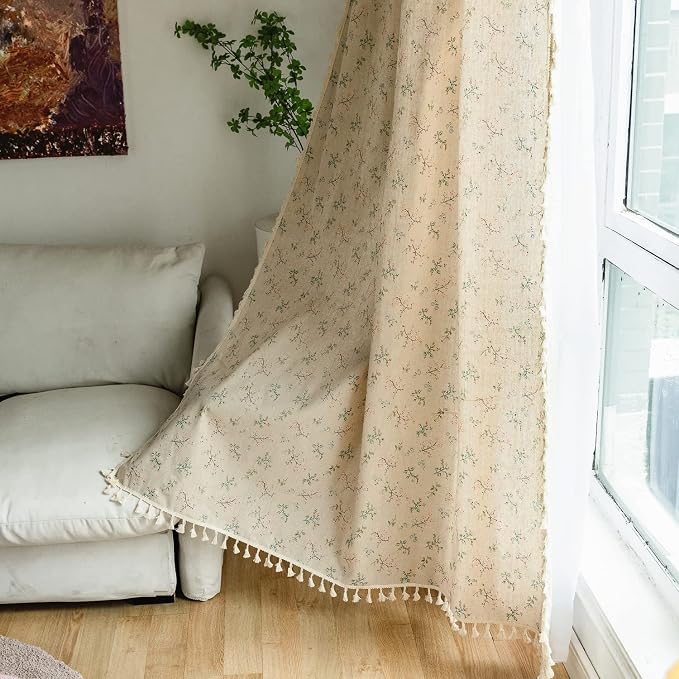 Sutuo Home Florals Boho Farmhouse Curtains, Semi-Blackout Drape Bohemian Window - Image 6