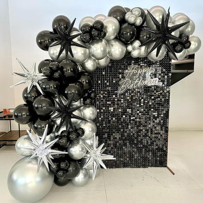 HILAVO 6PCS Silver Black Star Balloons, 22Inch Large Star Balloon Foil Balloons - Image 7