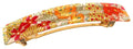 France Luxe Classic Rectangle Barrette - Floral Rhapsody Pink/Green