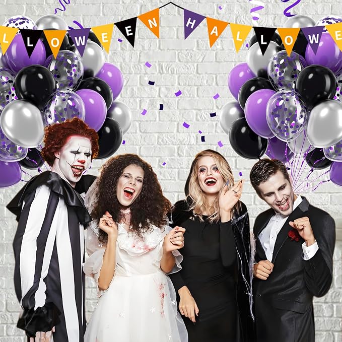 60pcs Purple and Black Balloons 12inch - Image 5
