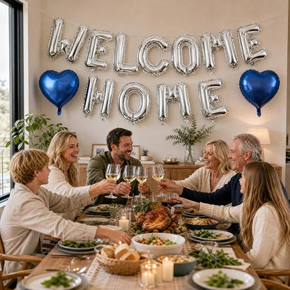 TONIFUL 16 Inch Silver WELCOME HOME Foil Letter Balloons - Image 4