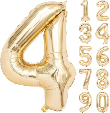 40 Inch Light Gold 4 Number Balloons Large Champagne Gold Number | White Gold by Exquisitehighqualitypartydecorationstomeetyoureveryneed%EF%BC%81