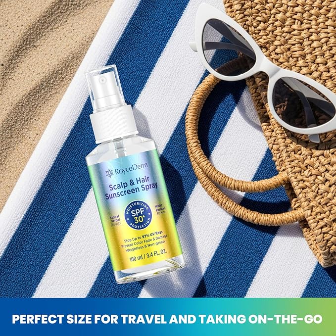 Hair and Scalp Sunscreen Spray SPF 30+: UV Protection, 80-Min Water-Resistant, Non-Greasy - Scalp Sunscreen Mist for Beach, Pool & Outdoor Activities - 100ml