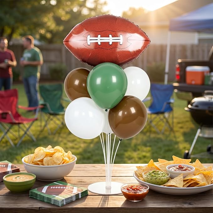 Football Party Balloons Stand Kit 2 Sets, Rugby Ball Foil Balloon Table - Image 5