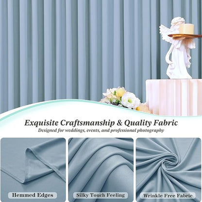 10 ft x 10 ft Wrinkle Free Dusty Blue Backdrop Curtain - Image 6