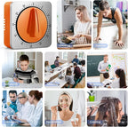 Orange Kitchen Timers for Cooking, Chef Cooking Timer Clock with Loud Alarm,100% Mechanical Desk Timer - No Batteries Required - Magnetic Backing, Exquisite Stainless Steel Body - Countdown Reminder