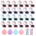 4 Colors Folding Mirror Hairbrush, 2 in 1 Compact Pocket Mirror Comb with DIY Stickers, Round Mini Pocket Makeup Mirror for Travel Women Girls (20 Pcs)