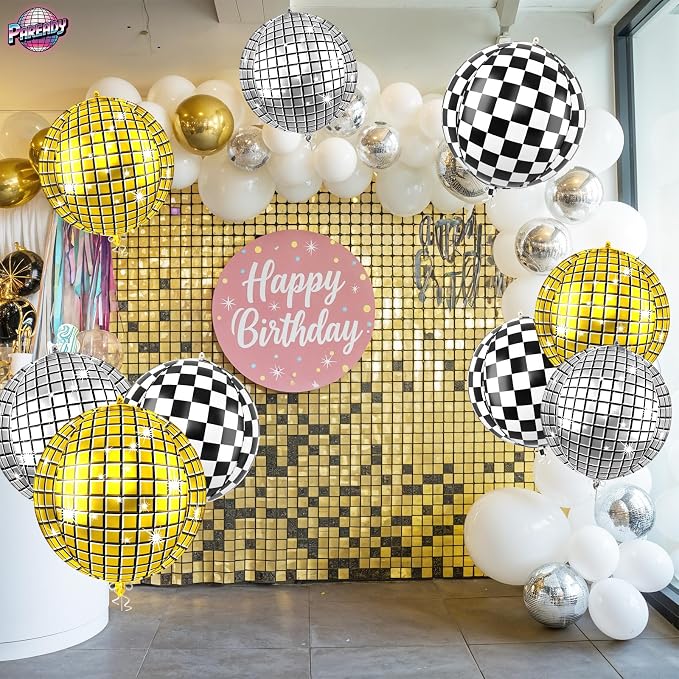 6pcs 22 Inch Gold Disco Ball Balloons - Image 5