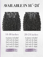 LUVME Invisible Clip in Hair Extensions 2 Pack Messy Curly Real Human Hair, Remy Hair Clip ins for Women, Natural Human Hair, 14 inch 220g 12Pcs, Natural Black