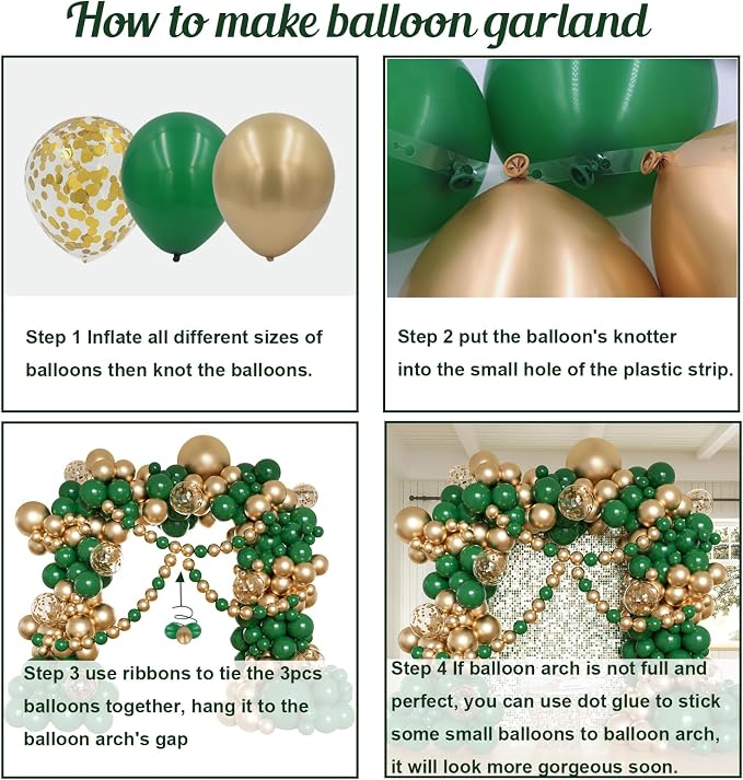Green and Gold Balloons Arch Kit - Image 3